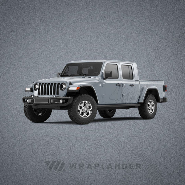 Gladiator Jeep Silver With Gray Topography Car Wrap
