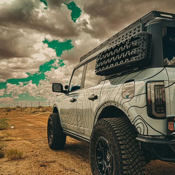 Dusty Ford Bronco DIY Topo Line Car Wrap